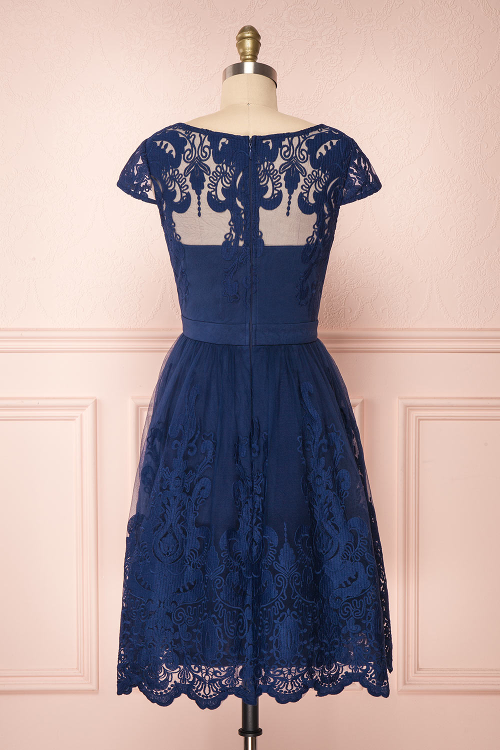 Andela Navy Blue Lace A Line Cocktail Dress Boutique 1861
