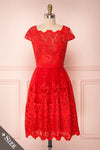 Andela Red Lace A-Line Cocktail Dress | Boutique 1861