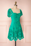 Andreia Turquoise Openwork Short Dress | Boutique 1861 side view