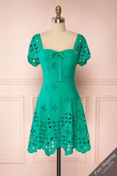 Andreia Turquoise Openwork Short Dress | Boutique 1861