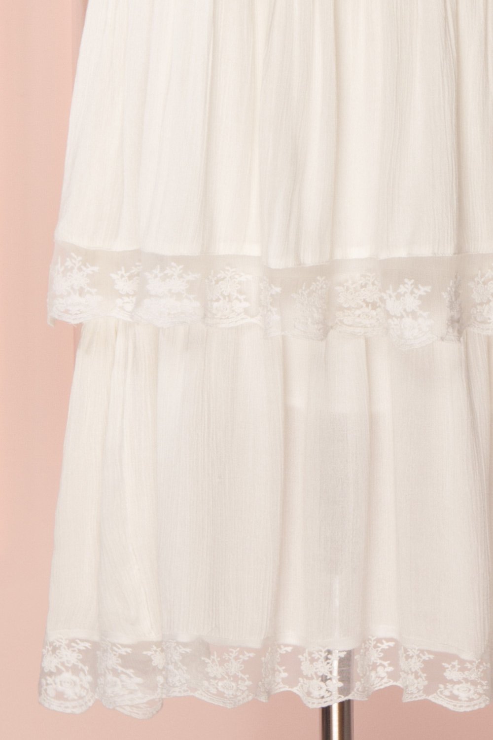 Andreza Ivory Layered Midi Dress with Lace & Embroidery | Boudoir 1861 7