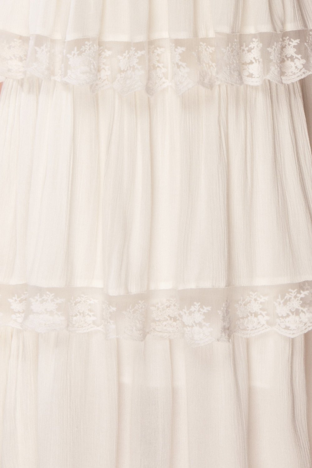 Andreza Ivory Layered Midi Dress with Lace & Embroidery | Boudoir 1861 8
