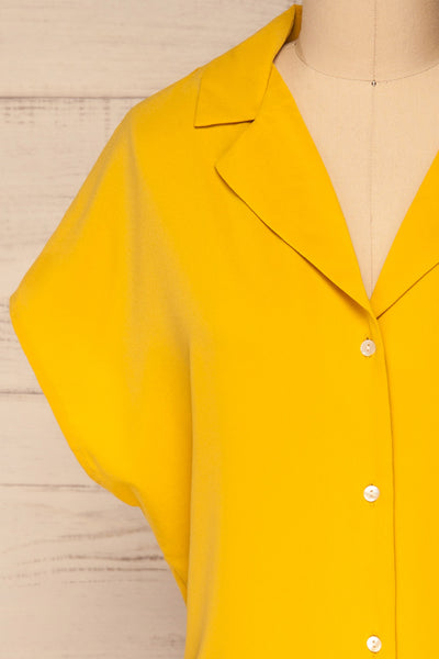 Andria Field Yellow Short Sleeved Blouse | La Petite Garçonne front close-up