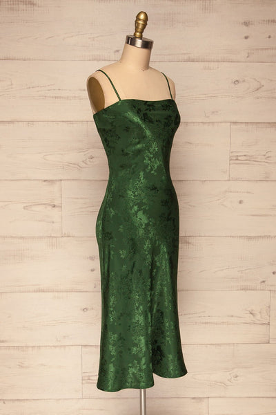 Anemone Green Satin Dress | Robe Verte side view | La Petite Garçonne