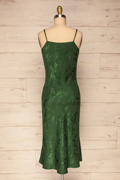 Anemone Green Satin Dress | Robe Verte back view | La Petite Garçonne
