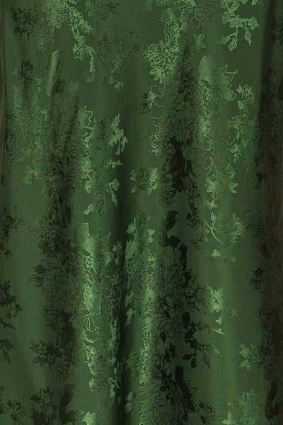 Anemone Green Satin Dress | Robe Verte fabric close up | La Petite Garçonne