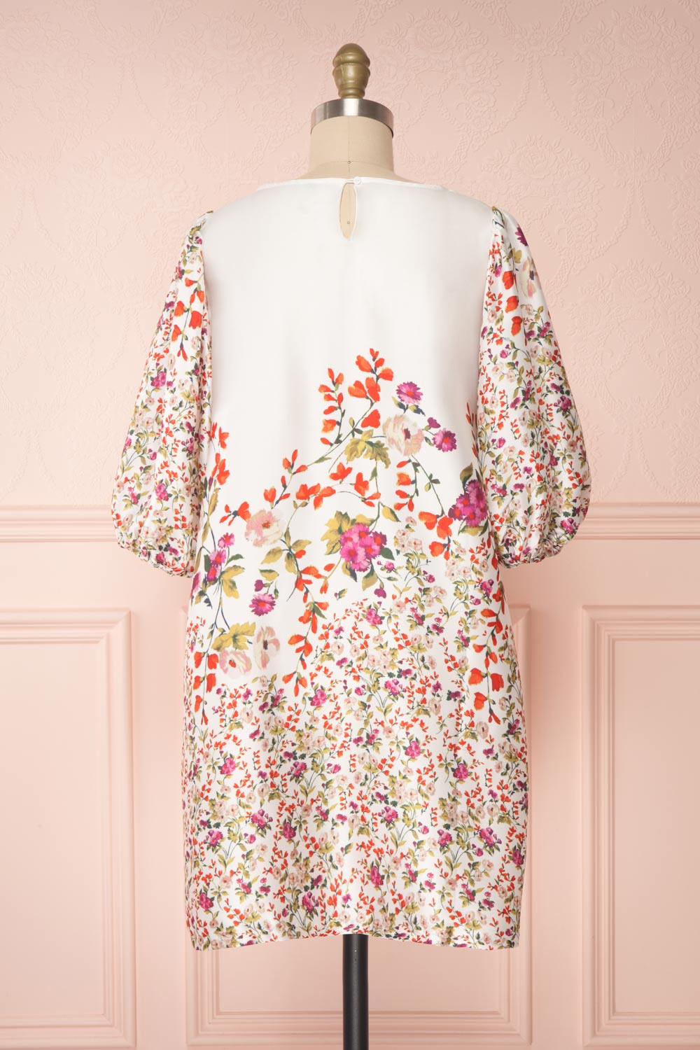 Angelica White Floral Puffy Sleeve Dress | Boutique 1861 back view 