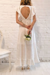 Angeline White Maxi Openwork Bridal Dress | Boudoir 1861 model back 1