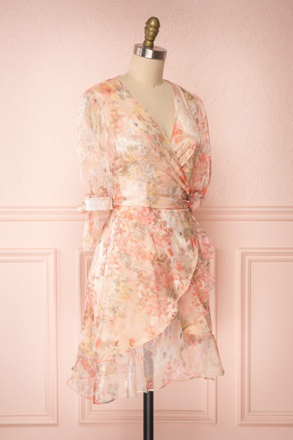 Angioletta Pink Short Sleeve Floral Dress | Boutique 1861 side view