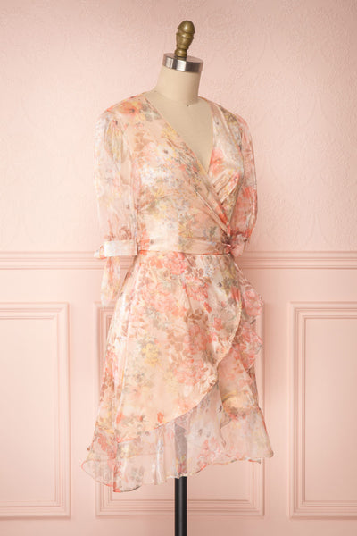 Angioletta Pink Short Sleeve Floral Dress | Boutique 1861 side view