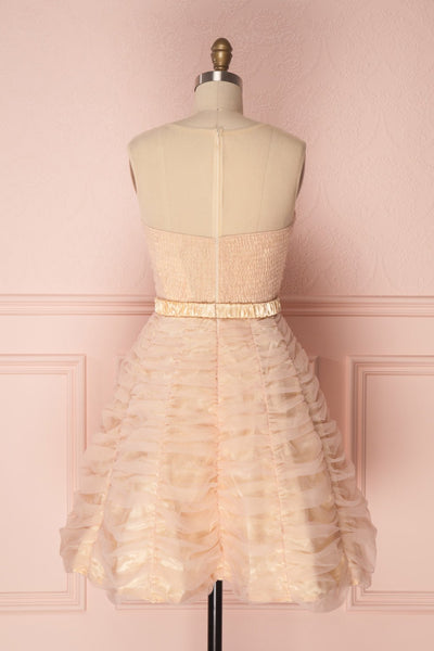 Anisa Blush Pink & Cream Pleated Tulle A-Line Dress | Boutique 1861 5