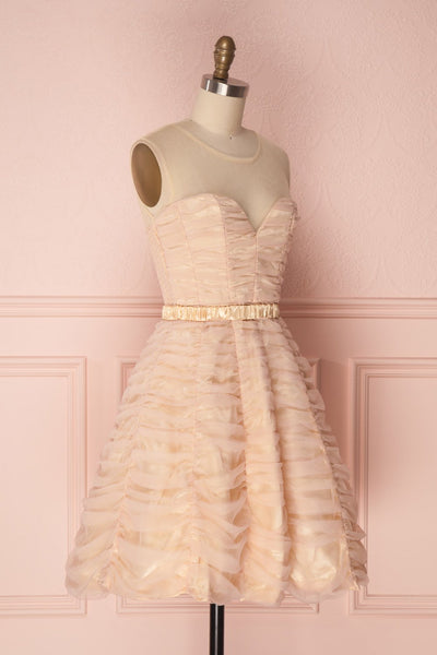 Anisa Blush Pink & Cream Pleated Tulle A-Line Dress | Boutique 1861 3