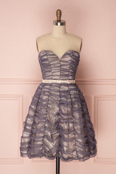 Anisa Navy Blue & Cream Tulle A-Line Dress | Boutique 1861