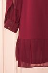 Anisha Burgundy Wide Long Sleeve Dress w/ Frills | Boutique 1861 sleeve