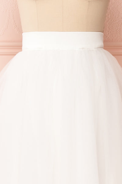 Anitia Ivory Tulle Midi A-Line Skirt | FRONT CLOSE UP | Boutique 1861