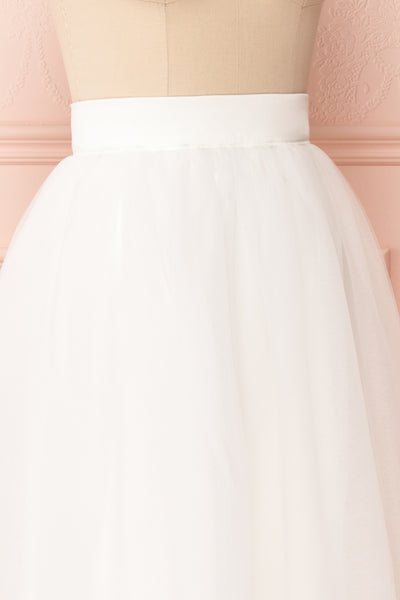 Anitia Ivory Tulle Midi A-Line Skirt | SIDE CLOSE UP | Boutique 1861