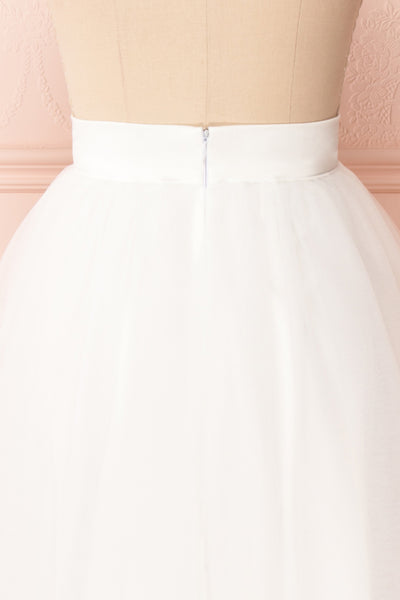Anitia Ivory Tulle Midi A-Line Skirt | BACK CLOSE UP | Boutique 1861