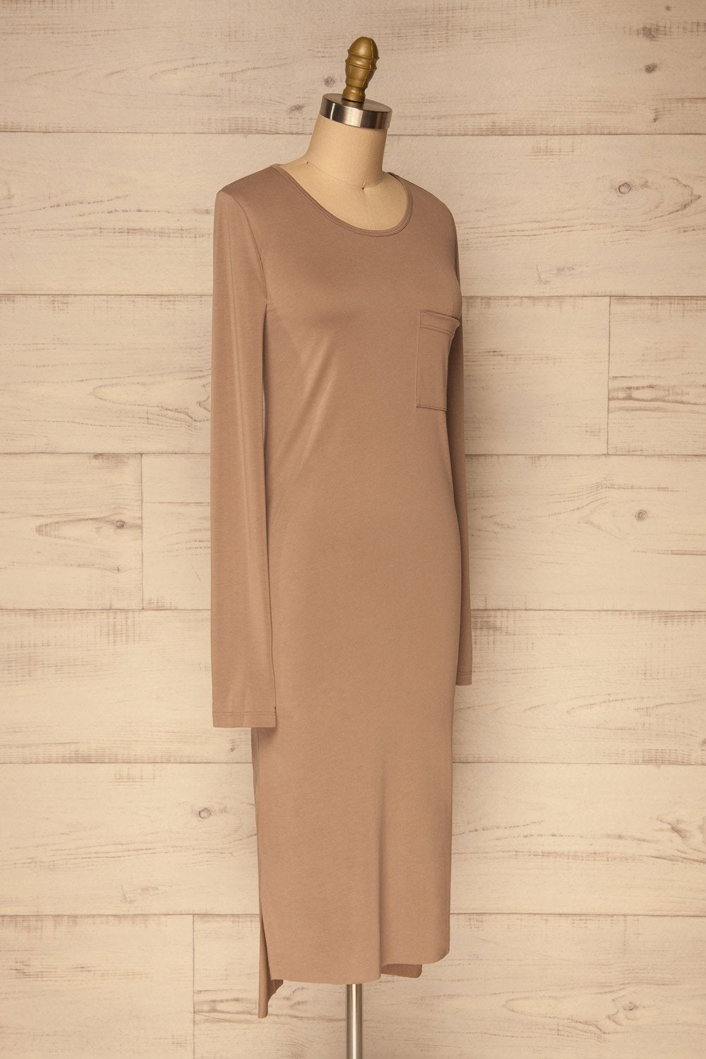 Anixis Latte Taupe Midi Tunic Dress | La Petite Garçonne