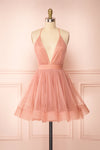 Anjali Blush Pink Short Flared Tulle Dress | Boutique 1861 front view