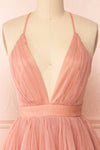 Anjali Blush Pink Short Flared Tulle Dress | Boutique 1861 front close-up