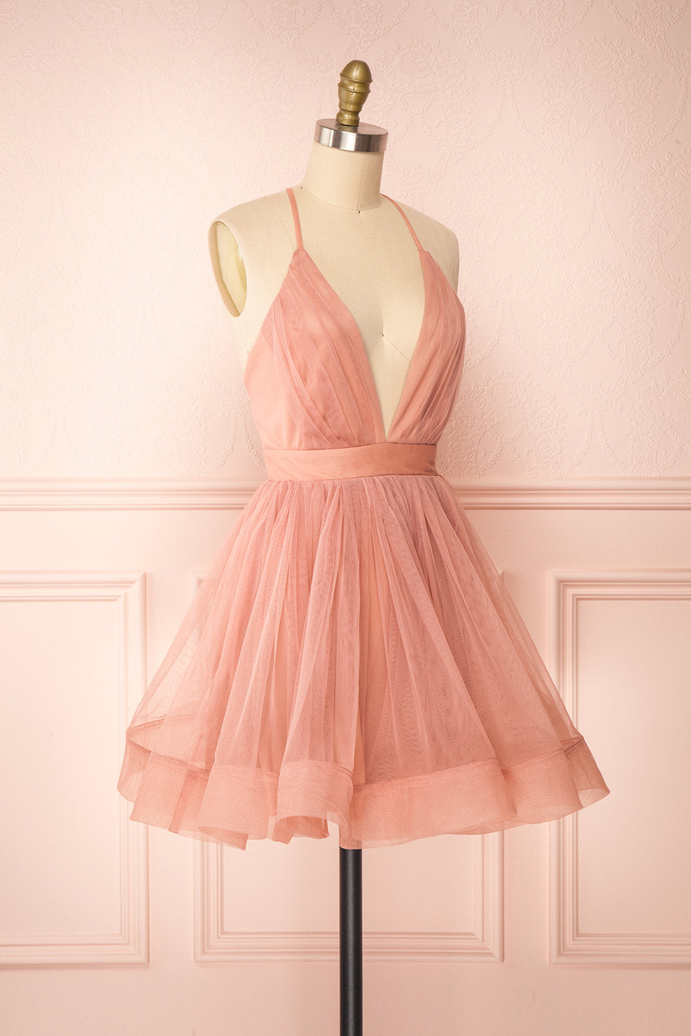 Anjali Blush Pink Short Flared Tulle Dress | Boutique 1861 side view 