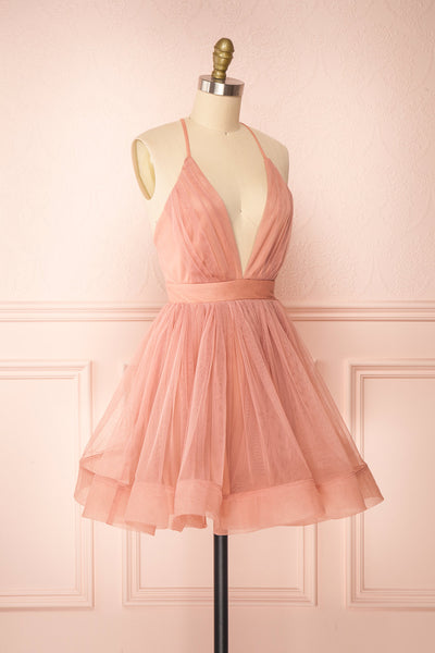 Anjali Blush Pink Short Flared Tulle Dress | Boutique 1861 side view