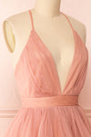 Anjali Blush Pink Short Flared Tulle Dress | Boutique 1861 side close-up