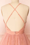 Anjali Blush Pink Short Flared Tulle Dress | Boutique 1861 back close-up