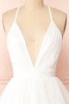 Anjali White Short Flared Tulle Dress | Boutique 1861 front close-up