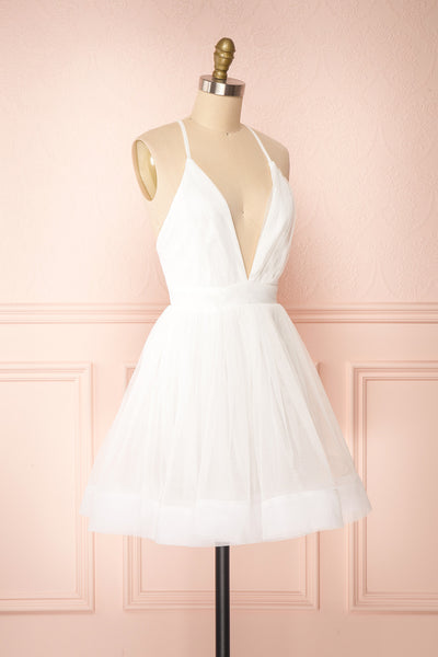 Anjali White Short Flared Tulle Dress | Boutique 1861 side view