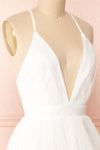 Anjali White Short Flared Tulle Dress | Boutique 1861 side close-up