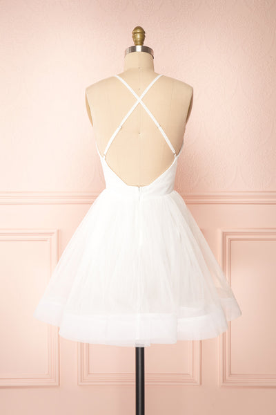 Anjali White Short Flared Tulle Dress | Boutique 1861 back view