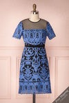 Ann-Maxime Periwinkle Blue Embroidered Fitted Dress | Boutique 1861