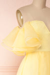 Annoja Yellow Chiffon Voluminous Maxi Dress | Boutique 1861 side close-up