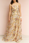 Anouk Yellow Floral Bustier Maxi Dress | Boutique 1861 on model