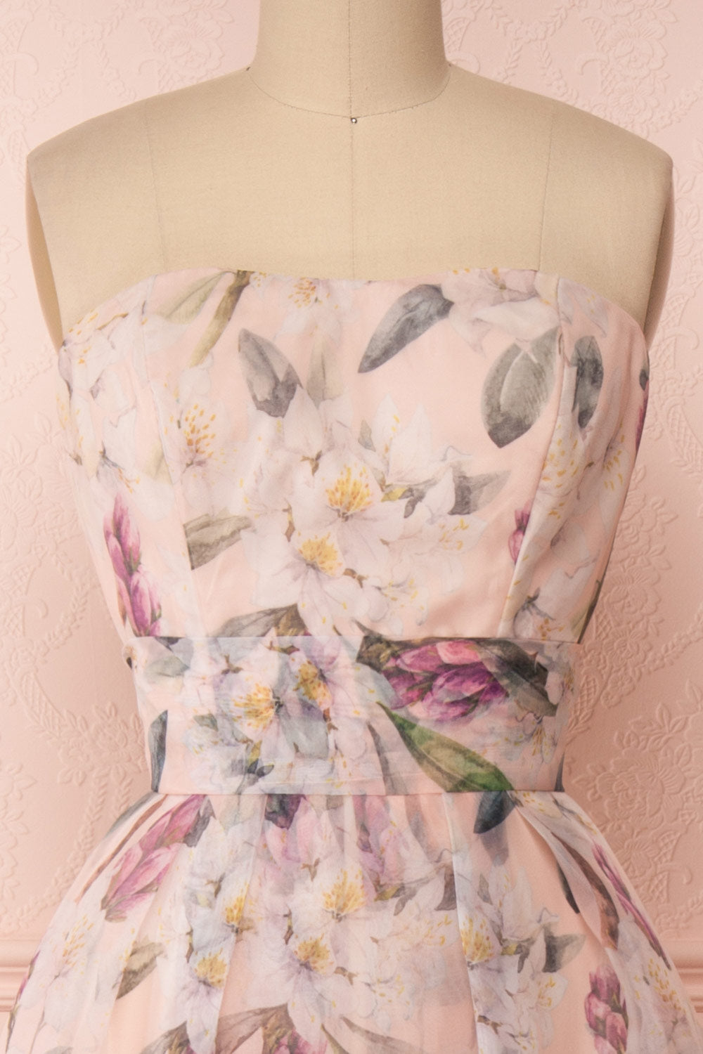 Anouk Blush Pink Floral Bustier Gown | Boutique 1861 front close-up
