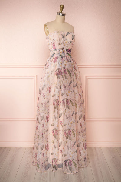 Anouk Blush Pink Floral Bustier Gown | Boutique 1861 side view