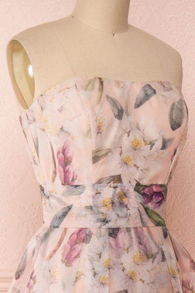 Anouk Blush Pink Floral Bustier Gown | Boutique 1861 side close-up
