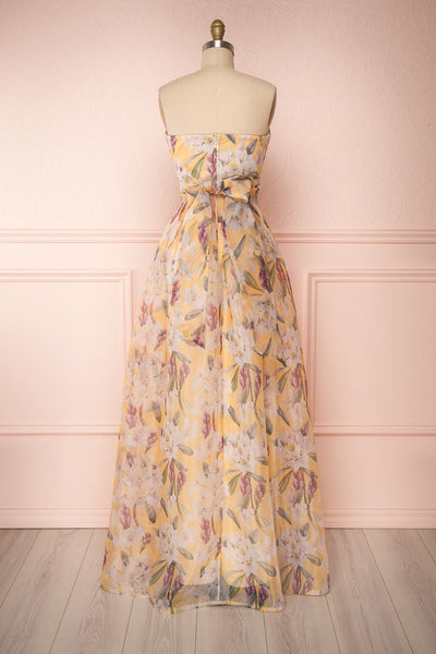 Anouk Yellow Floral Bustier Gown | Boutique 1861 back view