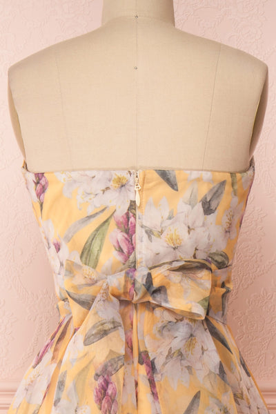Anouk Yellow Floral Bustier Gown | Boutique 1861 back close-up