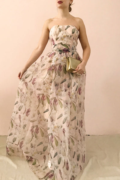 Anouk Blush Pink Floral Bustier Gown | Boutique 1861 model look