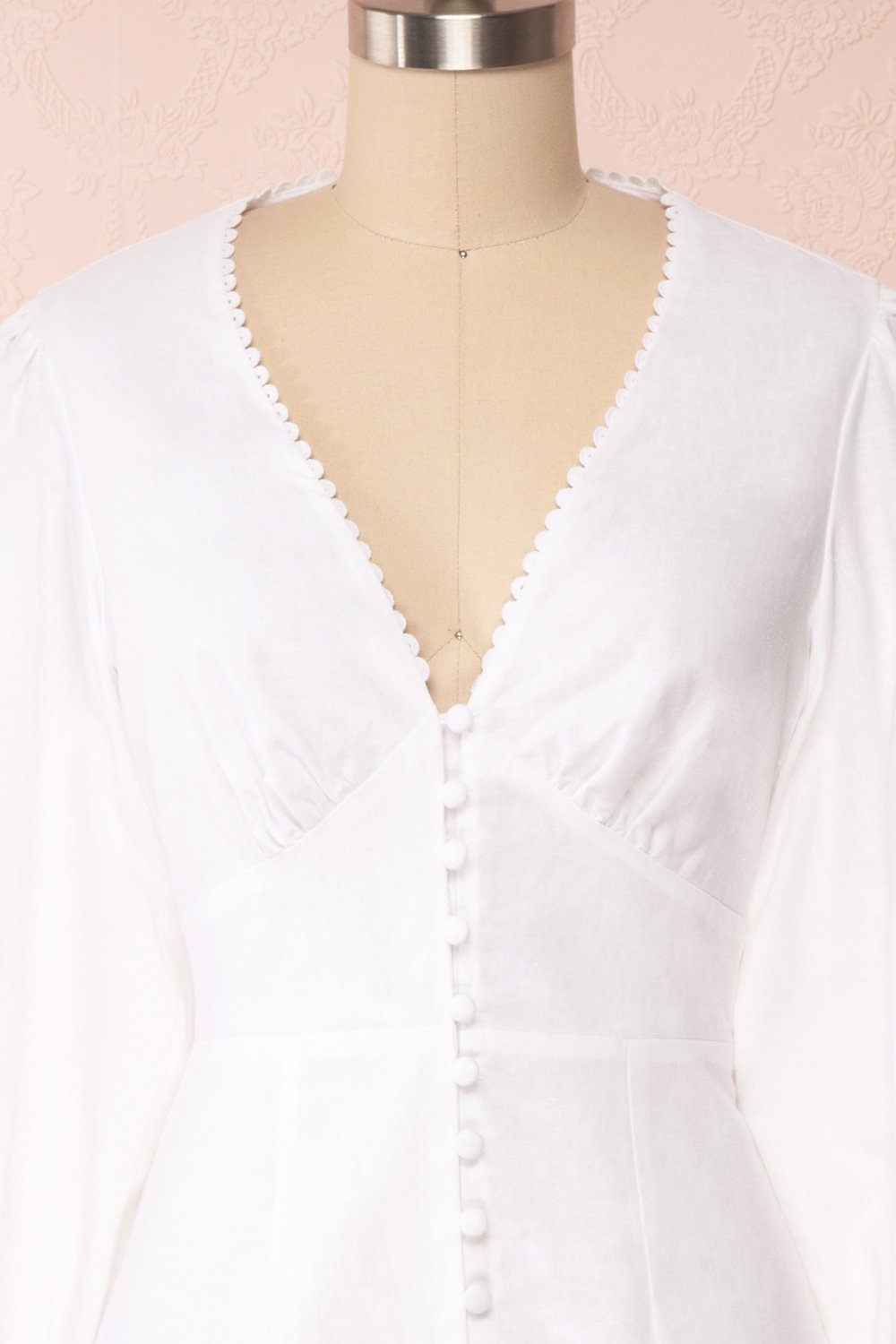 Anoukis White Long Sleeves Bridal Dress front close up | Boudoir 1861