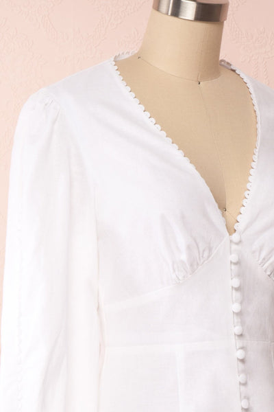 Anoukis White Long Sleeves Bridal Dress side close up | Boudoir 1861