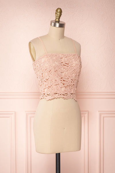 Anteai Peach Pink Crocheted Lace Crop Camisole | Boutique 1861 3