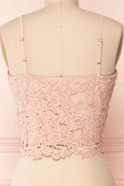 Anteai Peach Pink Crocheted Lace Crop Camisole | Boutique 1861 6