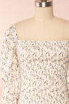 Anyka Pink Ruched Off-Shoulder Short Dress | Boutique 1861 close up