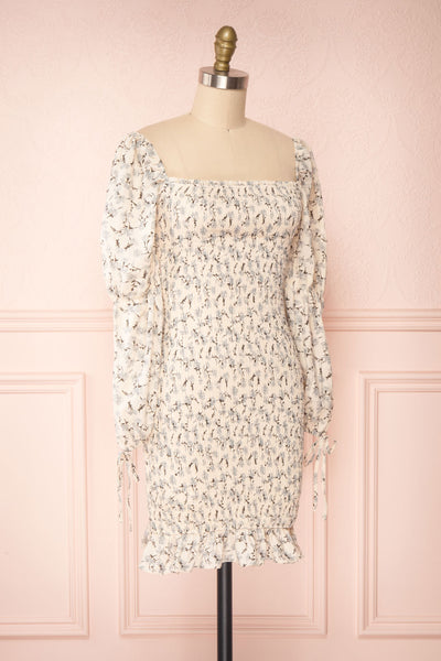 Anyka Pink Ruched Off-Shoulder Short Dress | Boutique 1861 side view