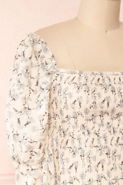 Anyka Pink Ruched Off-Shoulder Short Dress | Boutique 1861 side close up