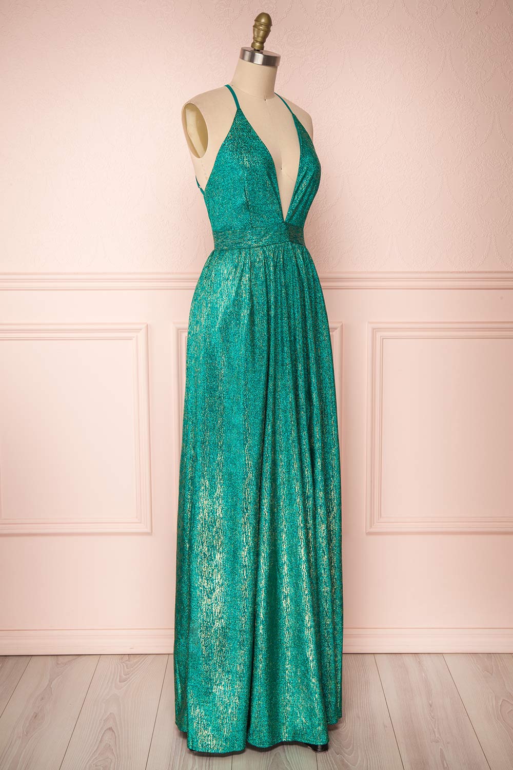 Anywa Émeraude Glitter Dress | Robe Longue side view | Boutique 1861