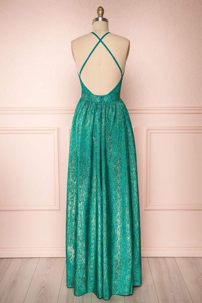 Anywa Émeraude Glitter Dress | Robe Longue back view | Boutique 1861